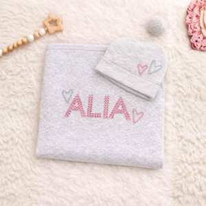 Heart Name Blanket & Cap